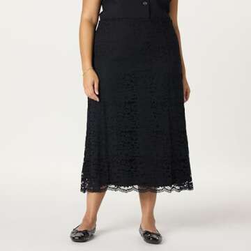 Elana Lace Midi Skirt in Black for Plus Size Women