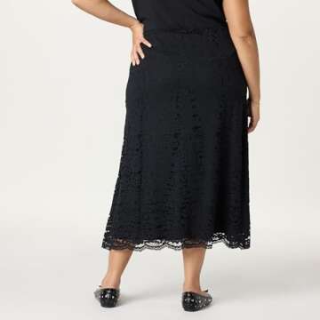 Elana Lace Midi Skirt in Black for Plus Size Women