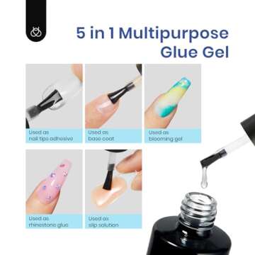 Beetles Gel Nail Kit Easy Nail Extension Set Beetles Gel X Pre shaped Long Coffin Soft Gel Nail Tips with 5 In 1 Nail Glue Gel Base Coat and Led Nail Lamp Acrylic Nail for Nail Art Diy Home Manicure