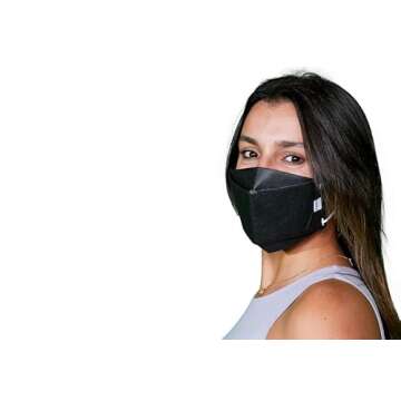 Henry Mask Reusable 3-Layer PPE Stylish Facemask Adjustable With Filter Protection Ultra Breathable, Black - Solid - Adult Henry Face Mask, Medium