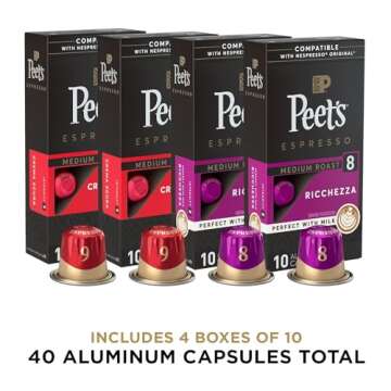 Peet's Coffee Espresso Pods Bundle: Dark & Medium Roasts (80 Count)