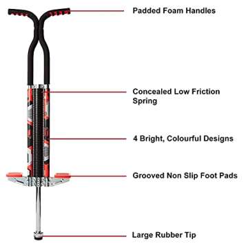 Think Gizmos Pogo King Foam Pogo Stick for Kids, Teens & Adults - Boys & Girls Ages 9 & Up, 80 to 160 Lbs - Can You Master This Fun Quality Pogostick (Red)