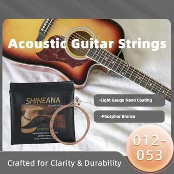 Guitar Strings - Acoustic Guitar Strings - Lightguage Nano Coating,Phosphor Bronze-Leather storage bag packaging-Gentel and Soft- For 6 String Guitars-Light,12-53 (Lightweight Nano Coating)