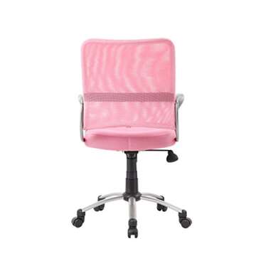 Boss Office Products Mesh Back Task Chair with Pewter Finish in Pink