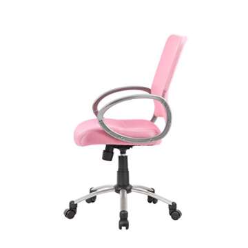 Boss Office Products Mesh Back Task Chair with Pewter Finish in Pink