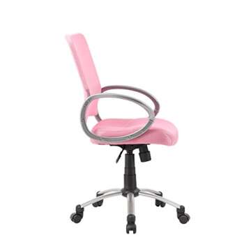 Boss Office Products Mesh Back Task Chair with Pewter Finish in Pink