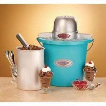 Nostalgia ICMP400BLUE 4-Quart Electric Ice Cream Maker with Easy Carry Handle