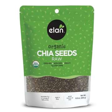 Elan Organic Chia Seeds - Natural Raw Black Superfood, 8 Pack 8.8 oz