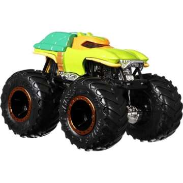 Hot Wheels Monster Trucks 2-Pack, Demolition Doubles Set of 2 Toy Vehicles in 1:64 Scale, for Kids & Collectors (Styles May Vary)