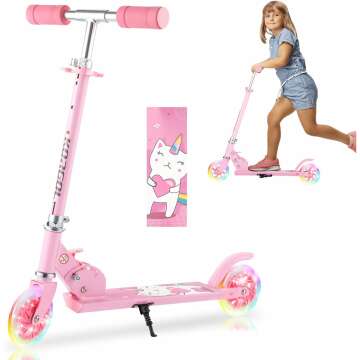 Kids Kick Scooter with LED Wheels - Adjustable & Lightweight