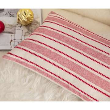 Cethom Christmas Lumbar Pillow Covers, Boho Textured Long Accent Pillow Case, Red Pillow Covers 14 x 36 Inch Christmas Decorative, Chair Sofa Bedroom Living Room Home Decor Cushion Case, Pack of 1