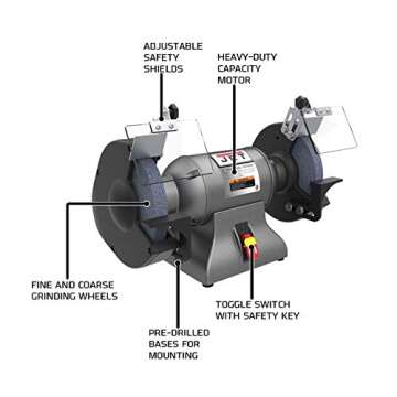 JET 8-Inch Industrial Bench Grinder, 3600 RPM, 1 HP, 1Ph 115V (Model IBG-8)