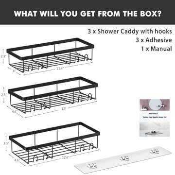 Moforoco Adhesive Shower Caddy Organizer Shelves Rack - 5 Pack Corner Bathroom Storage Organization, Home & Kitchen Decor Inside RV Accessories, Hanging First Apartment Household Camper Essentials