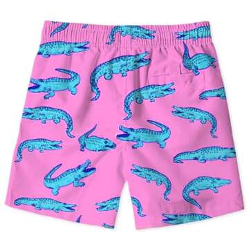 uideazone Boys Swim Trunks Swimsuits Crocodile Graphic Surfing Beach Swim Shorts Quick Dry Surfing Board ShortsSwimwear