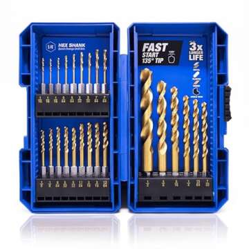 JEFE HEX 24 Pieces Hex Shank Drill Bit Set for Impact Driver, HSS Twist Titanium Drill Bits for Metal, Hex Drive Quick Change Drill Bits Set