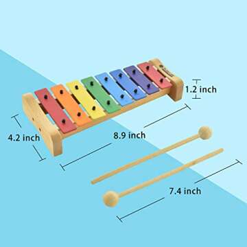 MUSICUBE Xylophone with Harmonica for Kids Orff Instruments Wooden Xylophone with Mallets Toddler Baby Musical Instrument Educational Music Toys Christmas Day Gifts for Boys Girls