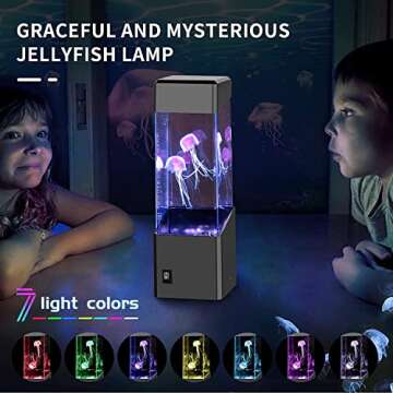 Gifts for Adults Kids, Multi-Color Jellyfish Lamps, USB Powered Aquarium Night Lights, Home Office Room Desktop Decoration, Gift for Christmas, Halloween, Birthdays, Holidays