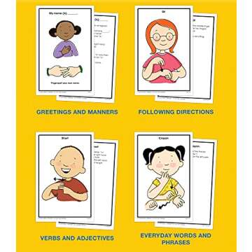 Key Education 160 American Sign Language Flash Cards for Kids, ASL Flash Cards for Kids PreK–Grade 2, ASL Cards for Beginners Covering 160 Sight Words, Alphabet, Numbers, Emotions, and More ASL Signs