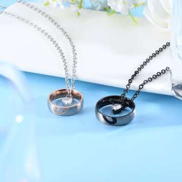 Heart Pendant Couple Necklace Set for Anniversary