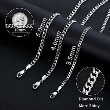 Fiusem Silver Plated Cuban Link Necklace 20 Inch