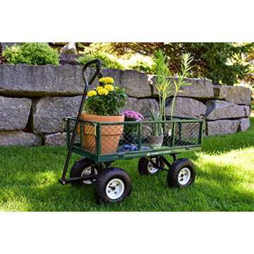 Gorilla Carts GOR400-COM Steel Garden Cart, Steel Mesh Removable Sides, 3 cu ft, 400 lb Capacity, Green