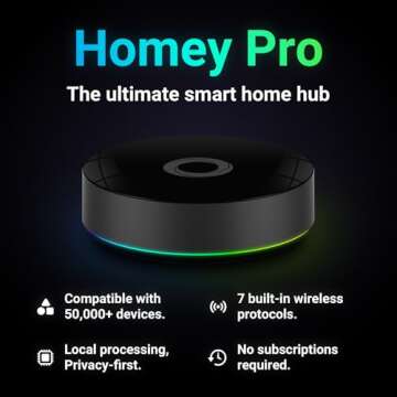 Homey Pro | Smart Home Hub for Home Automation – Features Z-Wave Plus, Zigbee, Wi-Fi, BLE, Infrared, Matter & Thread. Compatible with Apple Siri, Amazon Alexa & Google Home.