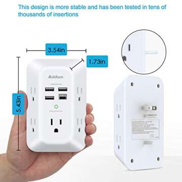 Addtam Surge Protector with 5 Outlets & USB Ports