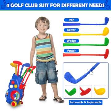 GMAOPHY Toddler Golf Club Set with Golf Board, Indoor Outdoor Sports Toys for Boys Ages 1 2 3 4 5 Year Old, Gifts for Kids Birthday Christmas Easter