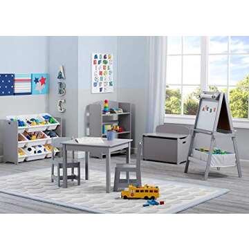 Delta Children MySize Kids Double-Sided Storage Easel -Ideal for Arts & Crafts, Drawing, Homeschooling and More - Greenguard Gold Certified, Grey