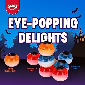 Amos Gummy Eyeball Halloween Candy, Edible Eye Candy for Trick or Treat, 3D Candy Eyes Individual Package (40 count)