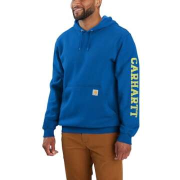 Carhartt Men's Rain Defender Loose Fit Midweight 1889 Graphic Sweatshirt, Beacon Blue Heather