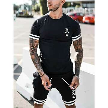 Men's Casual 2 Piece Summer Sport Set with T-Shirt