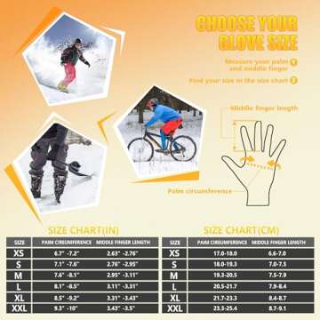 ihuan Winter Waterproof Ski Gloves Men Women, Snow Warm Cycling Gloves Cold Weather, Driving Biking Running