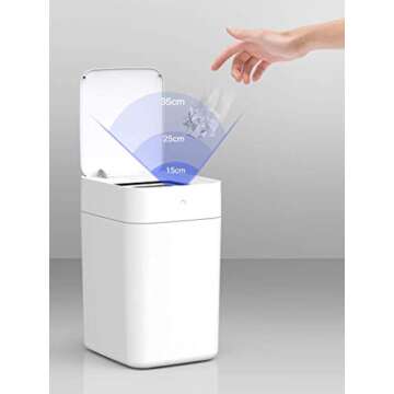 TOWNEW T1 Self-Sealing and Self-Changing 4 Gallon Trash Can, Automatic Open Lid and Motion Sense Activated Smart Home Electric Garbage Bin, White x1 Refill Ring Included (Up to 25 Bags)