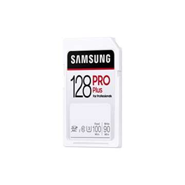 SAMSUNG PRO Plus SDXC 128GB Full Size SD Memory Card w/Adapter, Supports 4K UHD Video, Storage Expansion for Digital Media Professionals, Photographers, MB-SD128K/AM