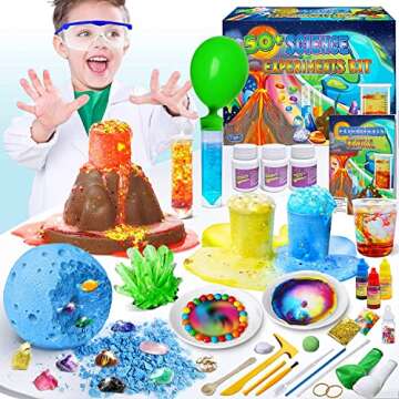 UNGLINGA 60+ Science Experiments Kits for Kids, Boys Girls Toys Gifts, Science Lab STEM Activities Educational Project with Chemistry Set, Erupting Volcano, Magic Colour