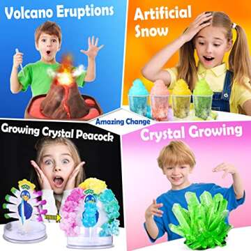 UNGLINGA 60+ Science Experiments Kits for Kids, Boys Girls Toys Gifts, Science Lab STEM Activities Educational Project with Chemistry Set, Erupting Volcano, Magic Colour