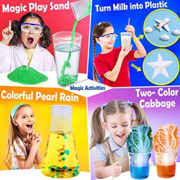 UNGLINGA 60+ Science Experiments Kits for Kids, Boys Girls Toys Gifts, Science Lab STEM Activities Educational Project with Chemistry Set, Erupting Volcano, Magic Colour