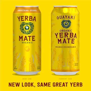 Guayakí Yerba Mate, Energy Drink Alternative, Organic Awakening Orange Flavor, 15.5 Oz (Pack of 12), 150mg Natural Caffeine, Smooth Energy & Focus