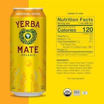 Guayakí Yerba Mate, Energy Drink Alternative, Organic Awakening Orange Flavor, 15.5 Oz (Pack of 12), 150mg Natural Caffeine, Smooth Energy & Focus