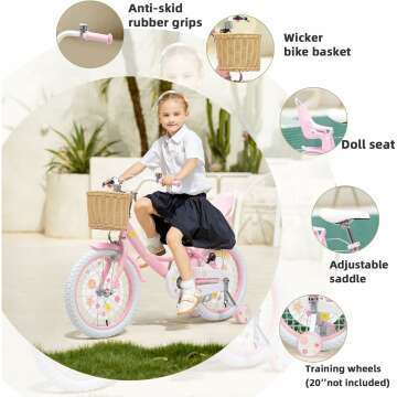 Girls Bike with Basket for Kids 3-14 Years