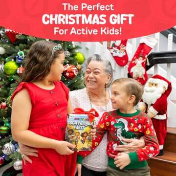 GOTROVO Active Kids Christmas Scavenger Hunt Game, a Fun Party Game for Kids 4-8 with Outdoor and Indoor Activities for Kids, with Included Challenge Cards