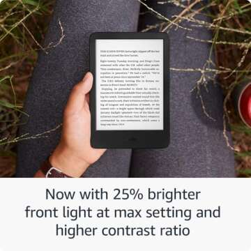 Lightest 16GB Amazon Kindle - Glare-Free, Adjustable Light