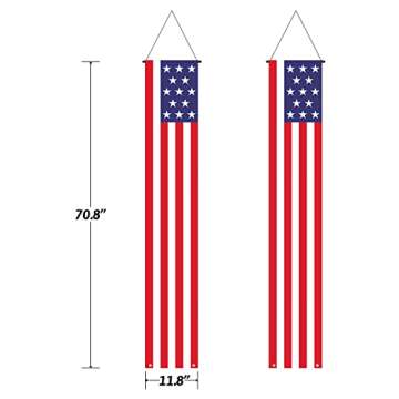 KENPMA Patriotic American Flag Banners - Decorations for 4th of July - Stars & Stripes Porch Sign Decor - Perfect for Independence Day, Memorial Day, Veterans Day, and More - Indoor/Outdoor Use