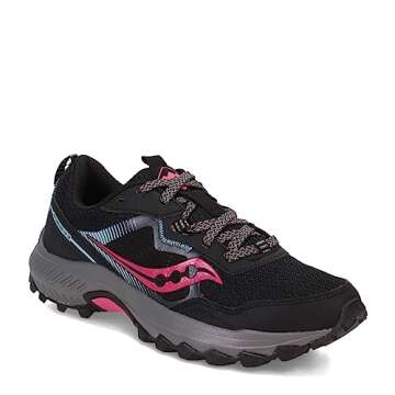 Saucony Women's Excursion TR16 Trail Running Shoe, Black/Fuchsia, 5