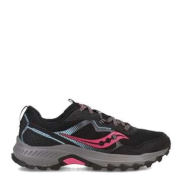 Saucony Women's Excursion TR16 Trail Running Shoe, Black/Fuchsia, 5