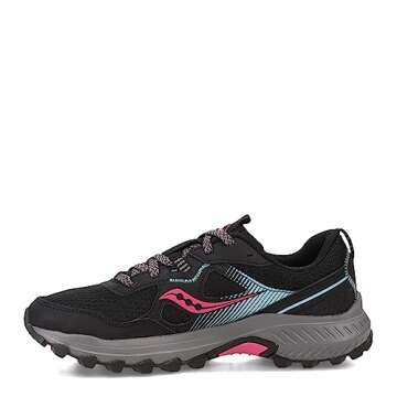 Saucony Women's Excursion TR16 Trail Running Shoe, Black/Fuchsia, 5