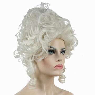 Classic 18th Century Baroque Marie Antoinette Wig Ladies Adult Halloween Cosplay Accessories Silver(Silver)