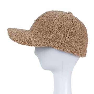 Lamb Wool Baseball Cap for Women Teddy Fleece Sports Hats Comfortable Warm Winter Outdoor Embroidery Sun Hats Pure Khaki