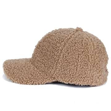 Lamb Wool Baseball Cap for Women Teddy Fleece Sports Hats Comfortable Warm Winter Outdoor Embroidery Sun Hats Pure Khaki